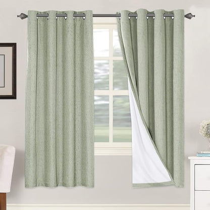 H.VERSAILTEX Linen Blackout Curtains 72 Inches Long 100% Absolutely Blackout