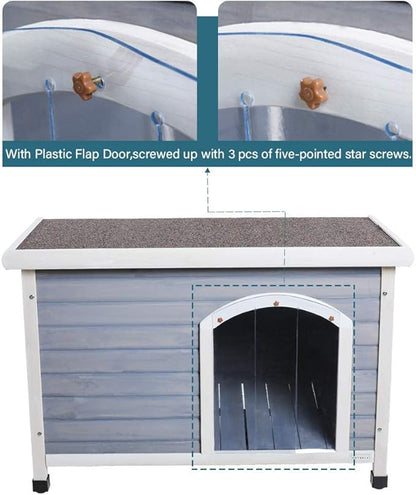 Petsfit Outdoor Wooden Dog House with Adjustable Foot