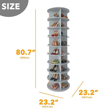 SpaceAid 9 Tier Rotating Shoe Rack Tower, Spinning Shoe Display Lazy Susan