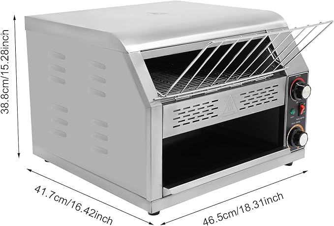 2400W Stainless Steel Countertop Bread Oven, Commercial Toaster Conveyor