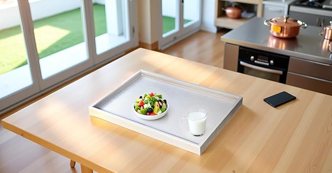 20 * 14 inches High-End Light Luxury Leather Rectangle Oversized Service Tray for Ottoman Tray, Coffee, Food, Family Dinner, Picnic, Party Essentials (Beige, 20 * 14 inch)