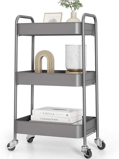 TOOLF 3-Tier Metal Rolling Cart