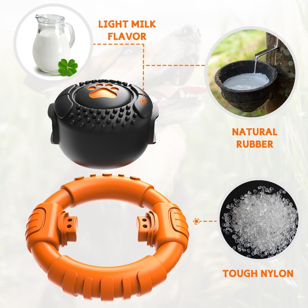 Dog Toys for Aggressive Chewers Large Medium Small Breed Indestructible Durable Tough Squeaky Dog Chew Toys to Keep Them Busy Nylon Rubber Interactive Dog Toys