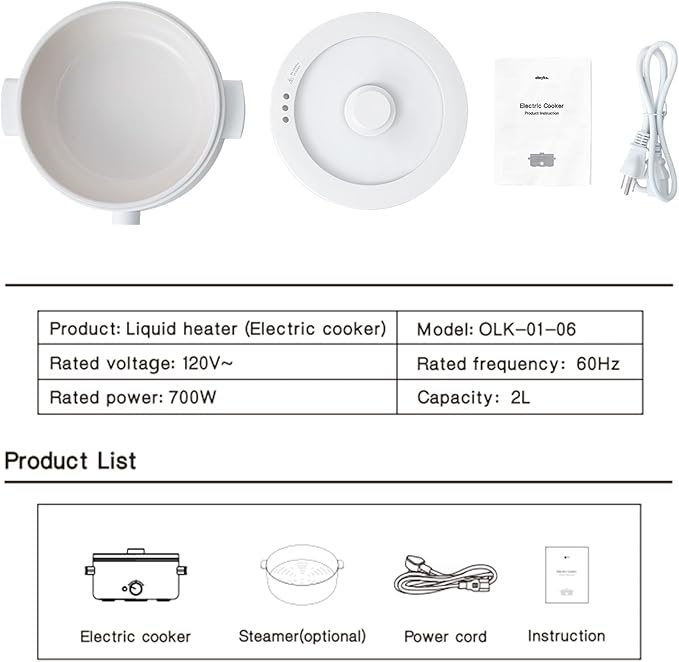 Hot Pot Electric, 2L Ceramic Glaze Non-Stick Pan, Portable Hot Pot