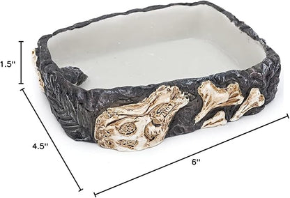 Penn-Plax Reptology Reptile Fossil Rock Food/Water Dish – Great for Bearded Dragons, Geckos, Chameleons, Snakes, Hermit Crabs, and Many More – Medium