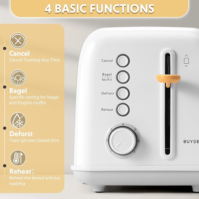 BUYDEEM DT620 2-Slice Toaster, Extra Wide Slots, Retro Stainless Steel