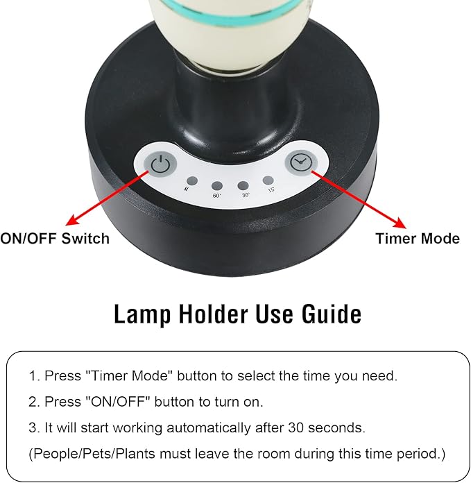 36Watts UV Sanitizer Lamp with Remote Control Powerful Ozone UVC Light with E26