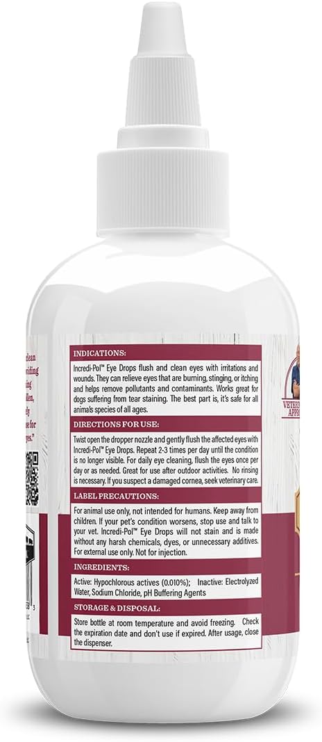 Dr. Pol Incredi-Pol Eye Drops for Dogs, Cats, and All Animals - Dog Eye Drops to Flush and Clean Away Eye Irritants - Gentle Care and Soothing Relief for Eye Discomfort - 3 Fluid Ounces
