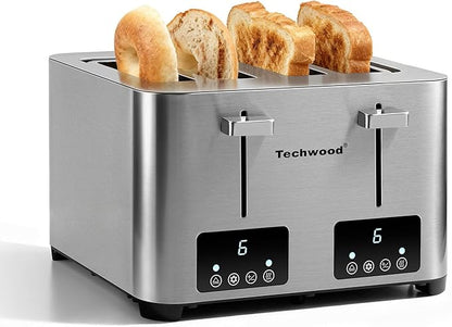 Toaster 4 Slice, Techwood Stainless Steel 4-Slice Toaster Wide Solt