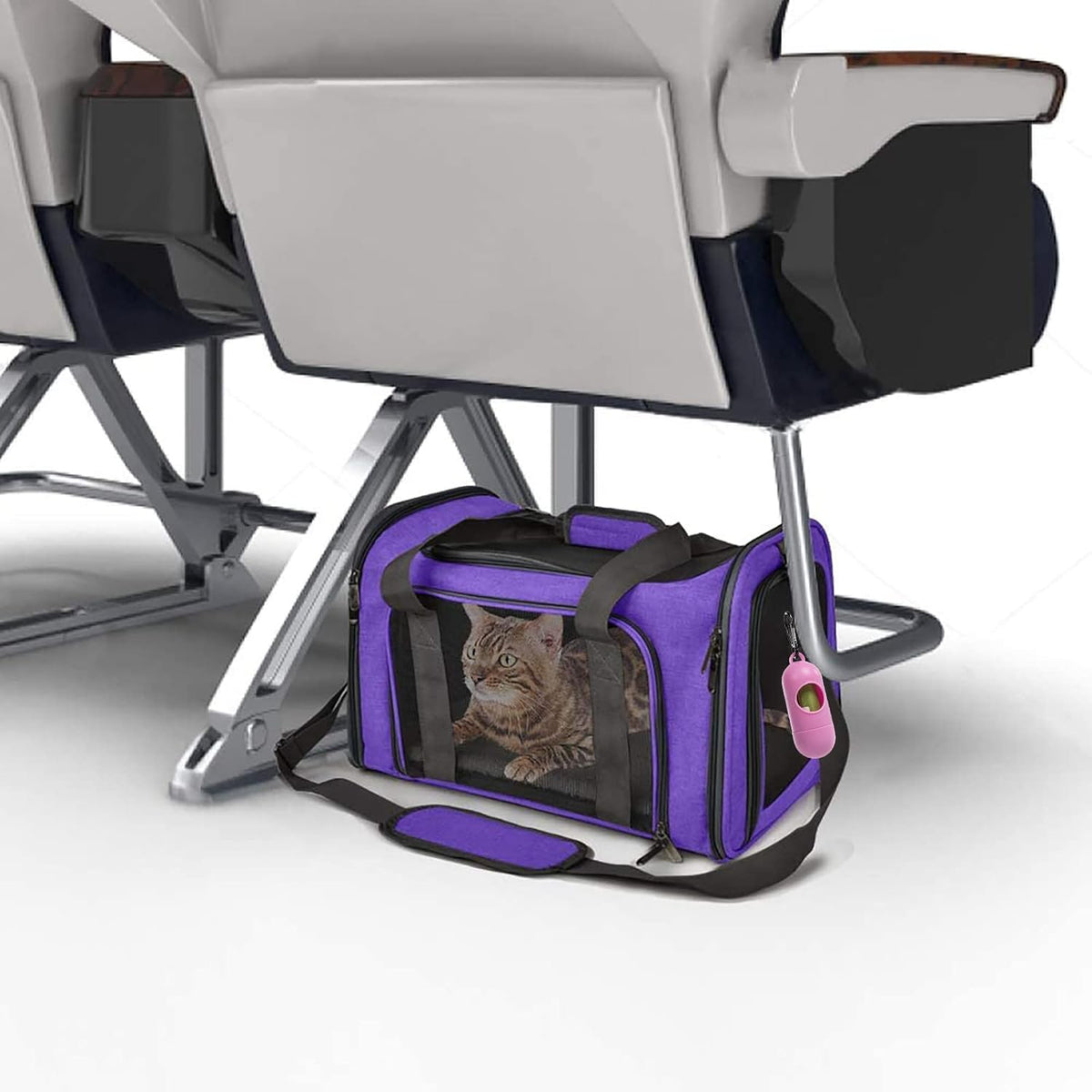 Cat Carrier Dog Carrier Pet Carrier Cat Bags for Small Medium Cats Dogs Puppies of 15 Lbs,of Airline Approved Small Dog Bag Soft Sided,Collapsible Travel Puppy Carrier (Large, Purple)