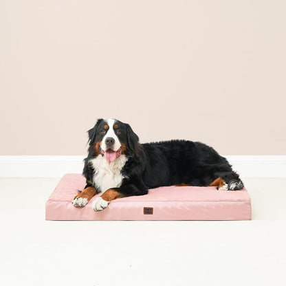 EHEYCIGA Orthopedic Dog Bed Large with Removable Washable Cover, 36IN Pink | Egg Crate Foam Support, Durable Oxford fabric, Non-Slip Bottom, Machine Washable, Soft Waterproof Plush Pet Bed Mat For Crate