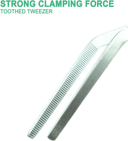 18.9 inch Aquarium Tweezers with Hanger, 2025 New Extra Long Feeding Tongs, Stainless Steel Large Aquascape Tools for Fish Tank, Terrarium, Aquascaping, Reptile Snake (Curved)