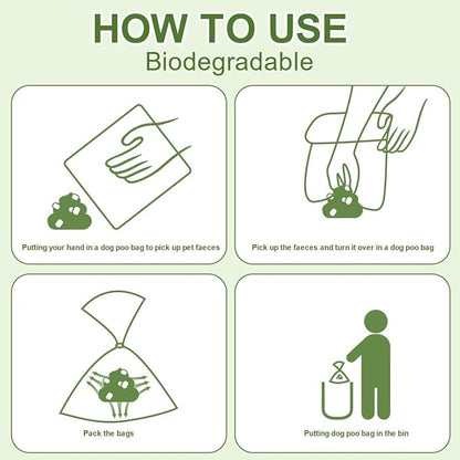 Strong Green Leak Proof Waste Bag for Dogs with Holder-270 Large Poop Bags,Biodegradable Dog Poo Bags with Corn Starch Blended Compostable Bag