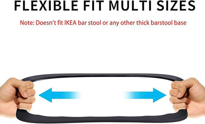 2 Pack Bar Stools Leg Protectors Ring, Non Slip Silicone Chair Leg Floor Protector, Pads Bottom Protect Wooden Floor No Scratches No Noise Anti-Slip, Stretchable Fits 16.5" to 18.5" Chair Base, Black