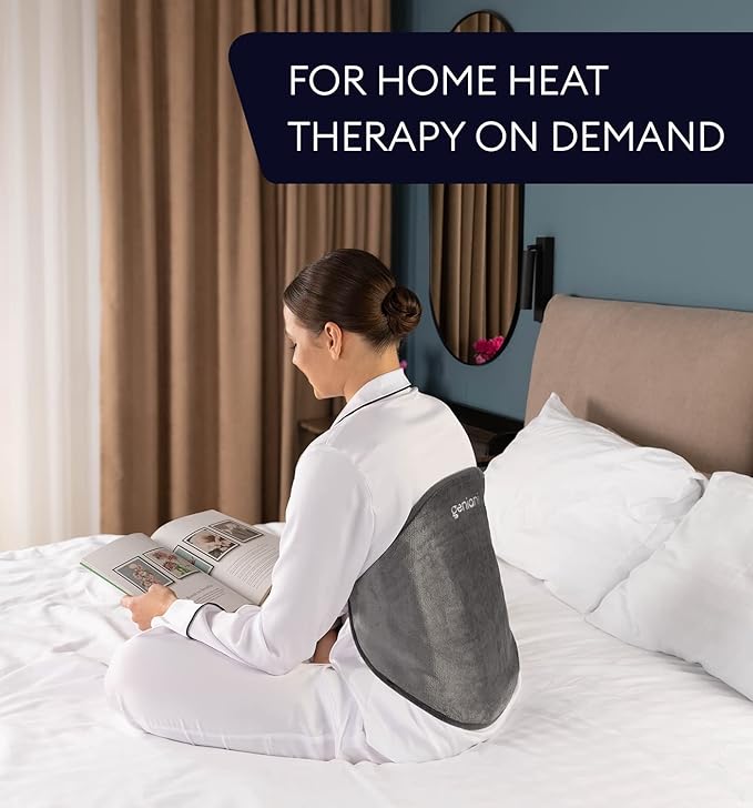 GENIANI Electric Heating Pad for Back Pain & Cramps Relief, Adjustable Strap