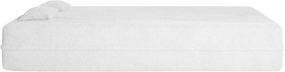 SZLIZCCC 78'' Modern Floor Sofa Bed, Convertible Teddy Fabric Sleeper with 2 Pillows, Modern Teddy Fabric Floor, Foam Folding Mattress for Living Room, Guest Bed, Playroom & Small Spaces (Beige)