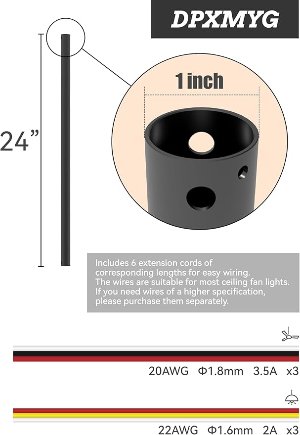 DPXMYG 24 inch Ceiling Fan Downrod