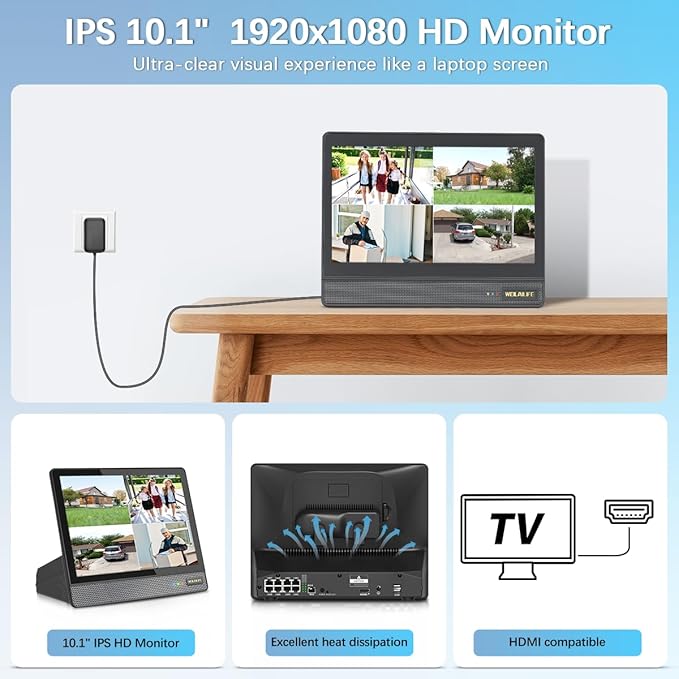 【All-in-One Security System】 4K Outdoor Wired Security Camera System, Home