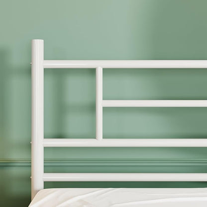 SHA CERLIN 14 Inch Full Size Metal Bed Frame with Iron-Art Headboard and Footboard,Under Bed Storage Space,Platform Bed with Metal Slats Support,Easy Assembly,Noise Free,No Box Spring Needed,White