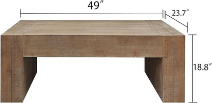 49" Rustic Wood Coffee Table,Modern Farmhouse Rectangular Table for Living Room