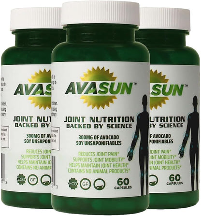Joint Health Support Supplement, Backed by Science, Avocado Soy Unsaponifiable, 300Mg ASU, Plant Based, Dairy Free, Gluten Free, Non-GMO, 60 Daily Capsules per Bottle (6 Month Supply)