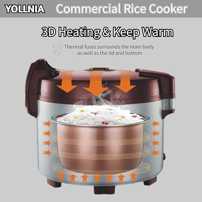 Commercial Rice Cooker & 45 Cups Large Cooker Rice | 8.17Qt Rice Warmer