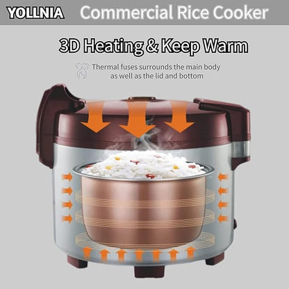 Commercial Rice Cooker & 45 Cups Large Cooker Rice | 8.17Qt Rice Warmer