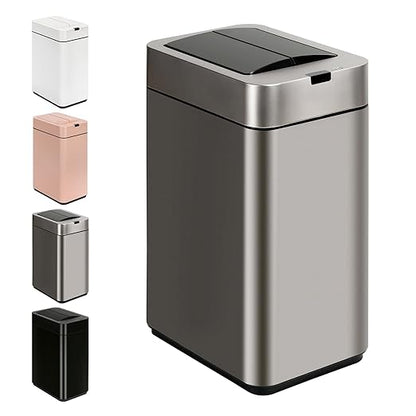 Sensor Trash Can with Butterfly Lid 2.6 Gallon Rectangular Automatic Garbage Can