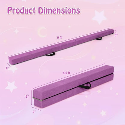 Giantex 7FT/8FT/9FT Balance Beam, Folding Gymnastics Beam w/Carry Handles