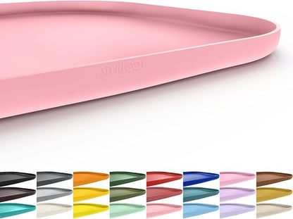 SMILOOL Waterproof Silicone Pet Food Mat with Raised Edge for Dog & Cat | 24" x 16" Non-Slip Pet Feeding Mats with Lip for Food & Water Bowl, Food Grade, Easy Cleaning, Sakura Pink