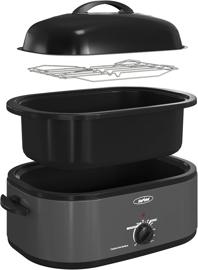 Sunvivi Roaster Oven with Self-Basting Lid, 20 Quart Electric Roaster with