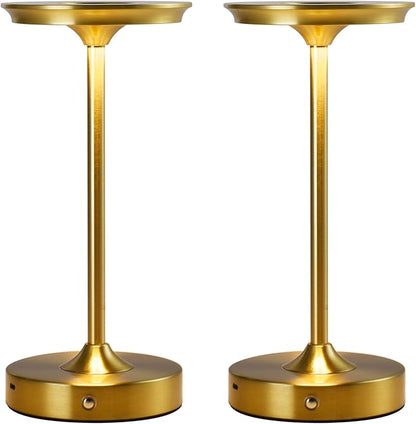 2 Pack Rechargeable Table Lamp, LED Cordless Table Lamp, 5000mAh Battery Operated Portable Table Light,Dimming for Restaurant/Patio/Outdoor(Gold)