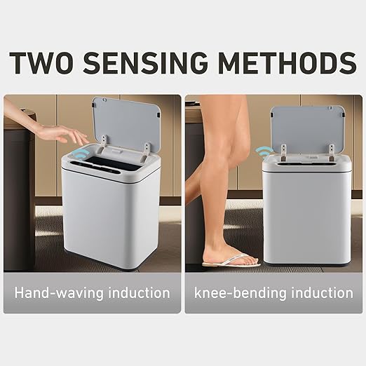 ELPHECO Stainless Steel Office Trash Can Motion Sensor Garbage Can Touchless