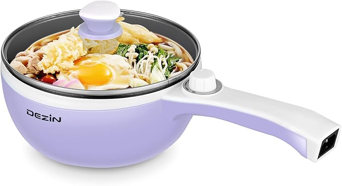 Dezin Hot Pot Electric Upgraded, Non-Stick Sauté Pan, Rapid Noodles Electric Pot