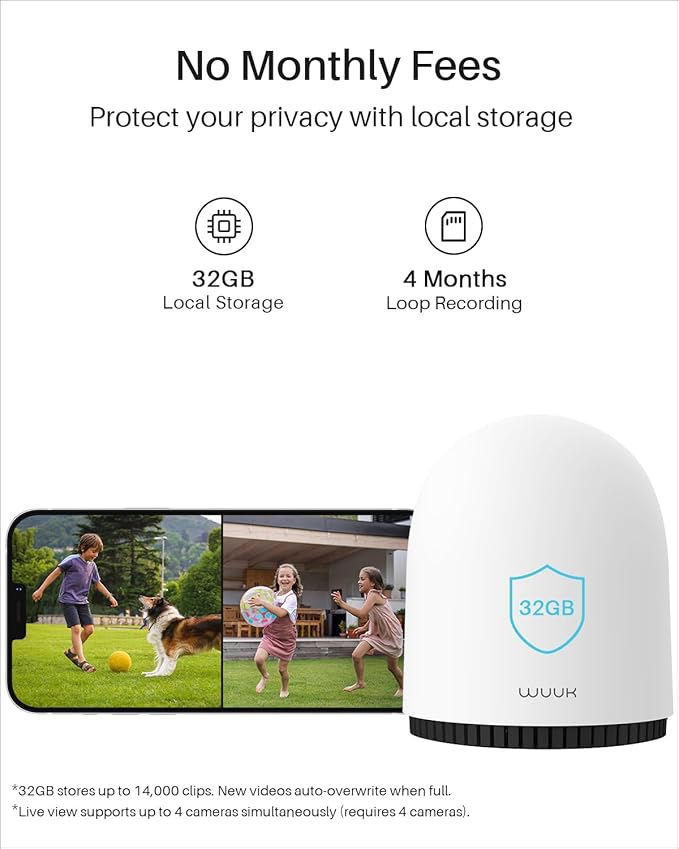 WUUK Security Cameras Wireless Outdoor, Indoor Camera, Home Surveillance System
