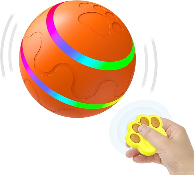 Interactive Dog Toys Dog Ball - 2025 Newly Upgraded Durable Motion Activated Automatic Moving, Bouncing, and Rotating Ball for Medium/Large Dogs, USB Rechargeable, Orange