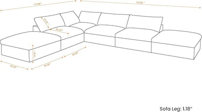 160" Cloud Couch Modular Sectional Sofa for Living Room,L Shaped Sofas with Storage Ottoman,Down Filled Convertible 6 Seater, Covers Washable&Replaceable (Khkai)