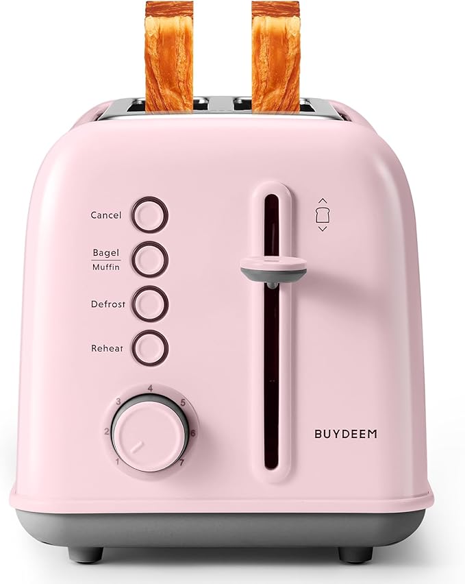 BUYDEEM DT620 2-Slice Toaster, Extra Wide Slots, Retro Stainless Steel