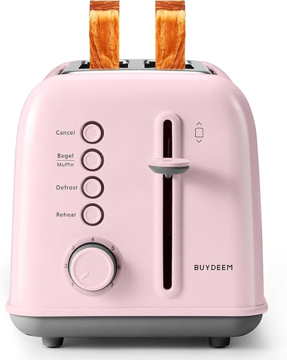 BUYDEEM DT620 2-Slice Toaster, Extra Wide Slots, Retro Stainless Steel