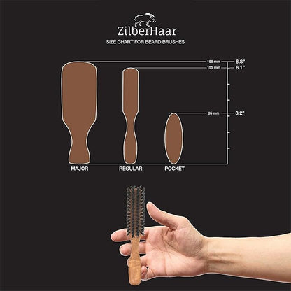 ZilberHaar Beard Brush Grooming Kit - Stiff Bristles Boar Bristles - Ideal for Medium to Long, Thick Beards - Distributes Balm & Oil for Growth/Styling - With Brush Cleaning Tool