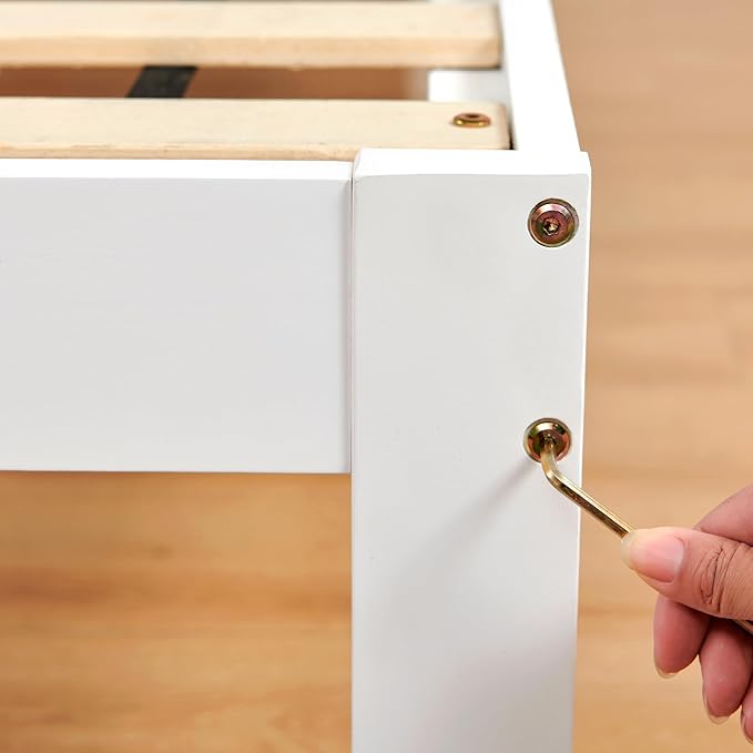 Hokway Wood King Bed Frame and Headboard- No Wobble,Noise-Free,Easy Assembly with Precise Holes,12 in Reinforced Center Legs,No Box Spring Needed,White