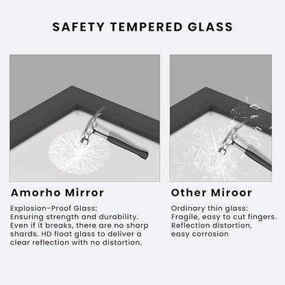Amorho Black Bathroom Mirror, 72 X36 Inch Thick Metal Framed Wall Mirrors