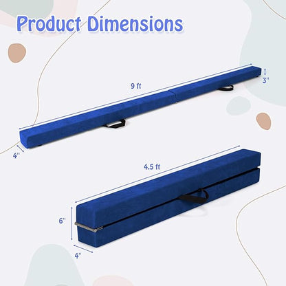 Giantex 7FT/8FT/9FT Balance Beam, Folding Gymnastics Beam w/Carry Handles