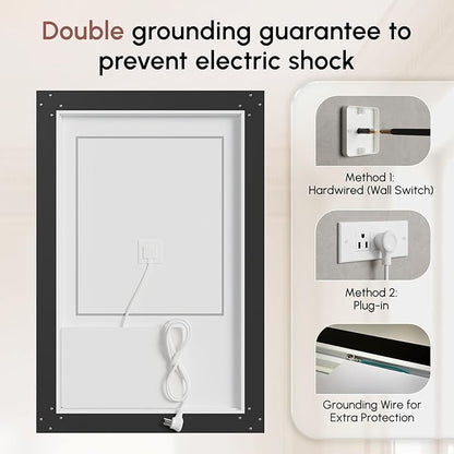 USHOWER 36X24 LED Bathroom Mirror