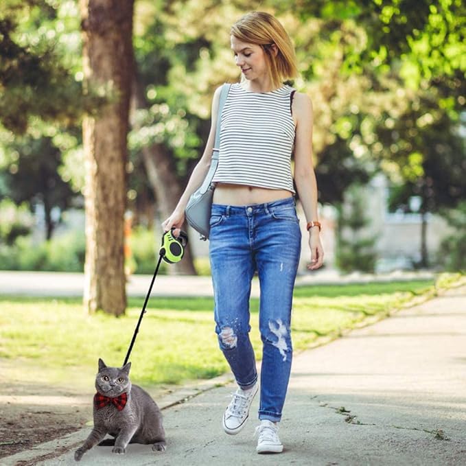 Retractable Green Dog Leash for Medium & Small Dogs & Cats - 16.5FT Tangle Free, Heavy Duty Walking Leash with Anti Slip Handle, Pause & Lock Strong Nylon Tape