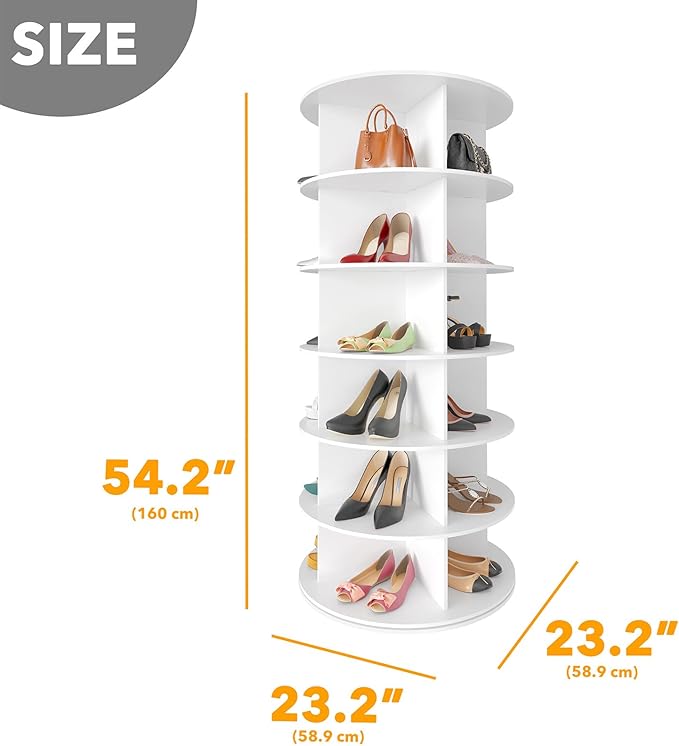 SpaceAid 6 Tier Rotating Shoe Rack Tower, Spinning Shoe Display Lazy Susan