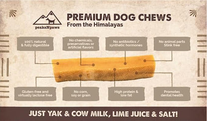 peaksNpaws Himalayan Yak Chews, High Protein Cheese Sticks, Lactose Free, Natural, Long Lasting Dog Treat for Aggressive Chewers Under 15 lbs, 20 Small Treat Sticks, 100% Eco-Friendly Packaging