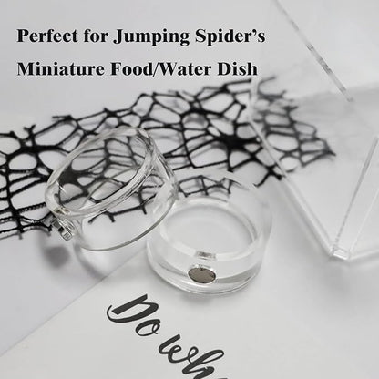 2Pcs Small Jumping Spider Feeding Dish, Magnetic Tiny Food Dishes Water Dish for Jumping Spider, Tarantula and Other Small Pets,35mm