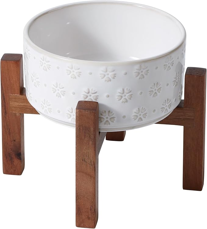 Ceramic 6.1inch Raised Dog and Cat Bowl Set, 2 Heights Elevated