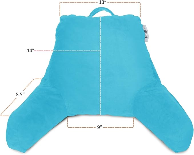 Nestl Reading Pillow for Kids & Teens with Shredded Memory Foam, Backrest Pillows for Reading, Watching, and Gaming, Use on the Couch, Bed, or Floor, Adjustable Support with Washable Cover Bright Blue